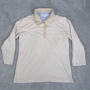 Women’s Tommy Hilfiger Striped white / tan Polo Golf Shirt with 3/4 sleeves